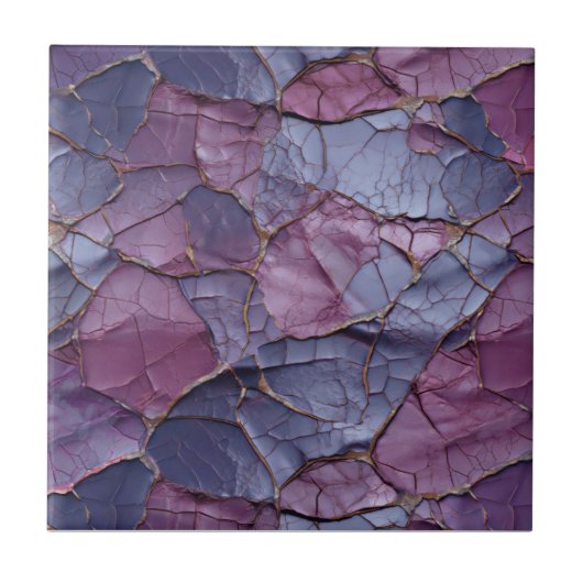 Cracked Pattern in Rich Shades of Lila and Blue Fliese (Vorderseite)