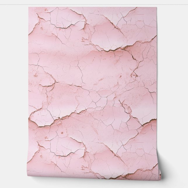 Cracked Pink Painted Textured Wall Tapete (Abrollen)