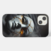 Cracked Porcelain Mask Dark iPhone 13 Tough Case Hülle (Rückseite (Horizontal))