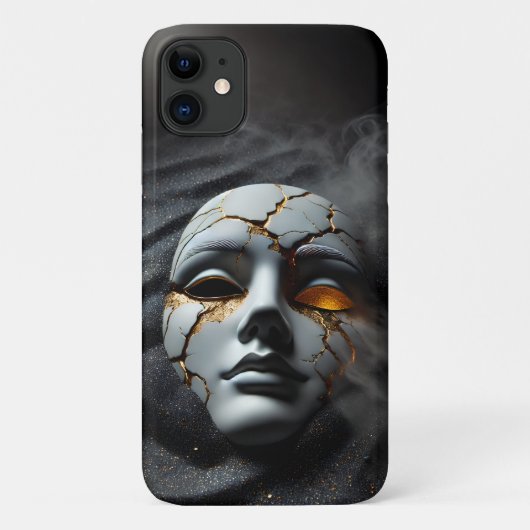 Cracked Porcelain Mask Dark Luxury iPhone 11 Case (Rückseite)