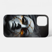 Cracked Porcelain Mask Dark Luxury iPhone 12 Case Hülle (Rückseite (Horizontal))