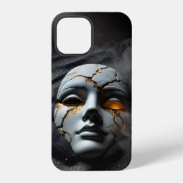 Cracked Porcelain Mask Dark Luxury iPhone 12 Case Hülle