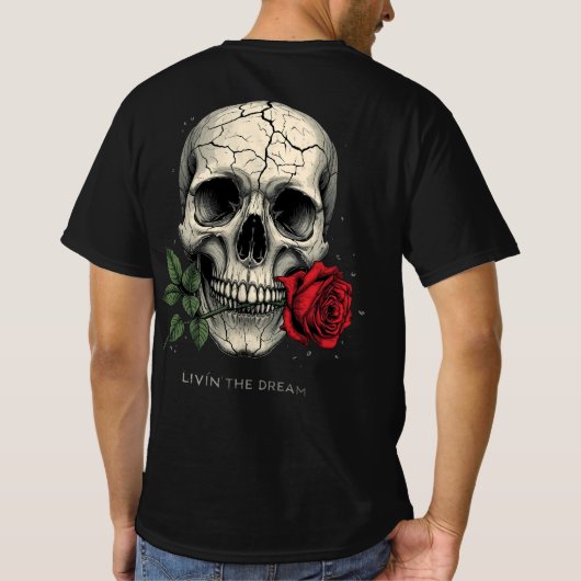 Cracked Skull Rose Tee – Livin The Dream (Rückseite)