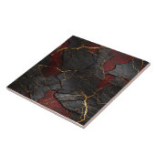 Cracked Stone Textur, Red Black & Gold Fliese (Seite)