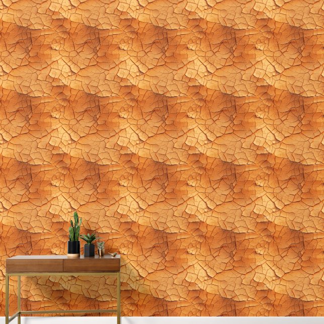 Cracked Terracotta Geometric Pattern Tapete (Hausflur)