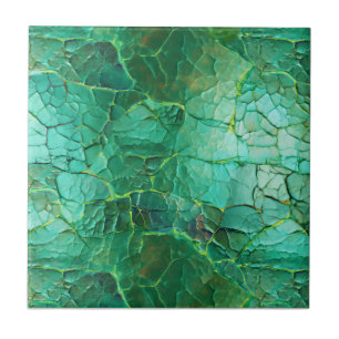 Cracked Texture in Shades Green und Türkis Fliese