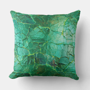 Cracked Texture in Shades Green und Türkis Kissen