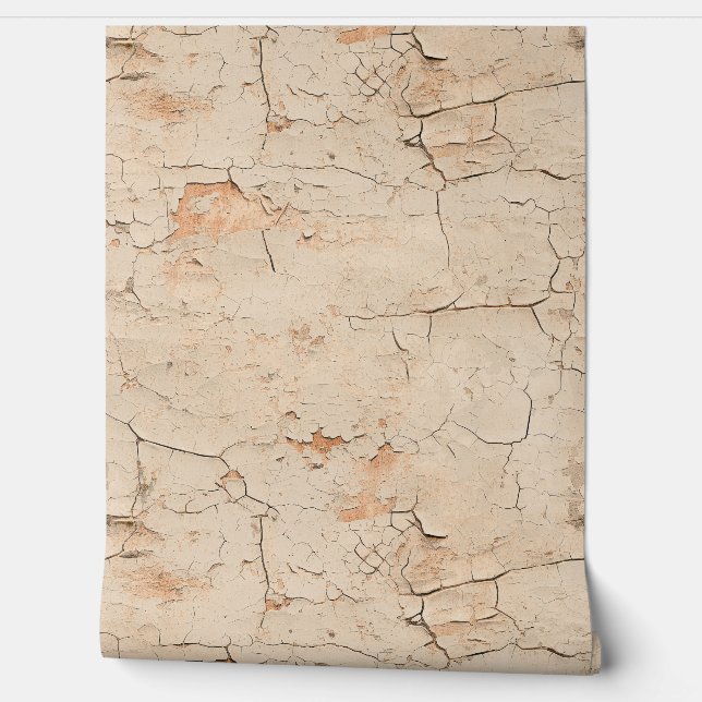 Cracked Textured Beige Painted Stucco Wall Tapete (Abrollen)