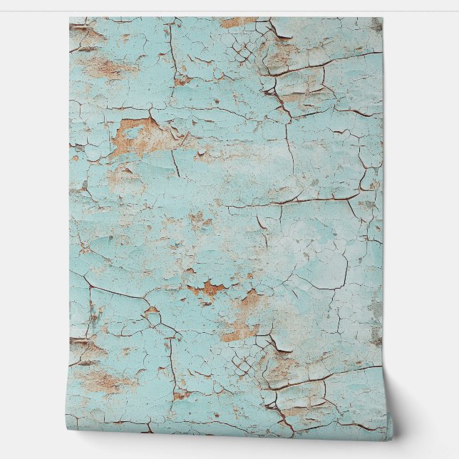 Cracked Textured Painted Green Stucco Wall Tapete (Abrollen)
