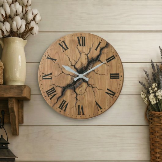 Cracked Wood Effect Wanduhr | Vintage-Dekor