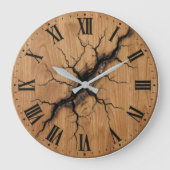 Cracked Wood Effect Wanduhr | Vintage-Dekor (Vorderseite)