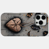 Cracked Wooden Heart Dark Boho iPhone Case (Rückseite (Horizontal))