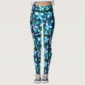 Crackle Blume Muster Blau Lila Aquamarin Leggings (Vorderseite)