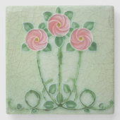 Crackle Glaze Elegantes Jugendstil-Design Steinuntersetzer (Vorderseite)