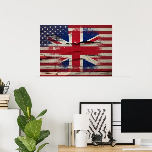 Crackle Paint | Britische Flagge Poster (Heimbüro)