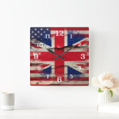 Crackle Paint | Britische Flagge Quadratische Wanduhr (Zuhause)