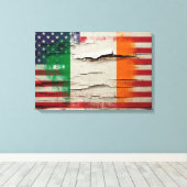 Crackle Paint | Irish American Flag Leinwanddruck (Insitu (Holzboden))