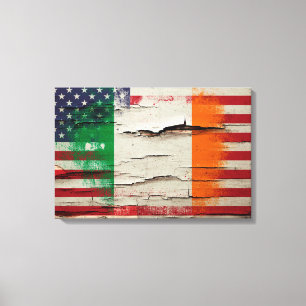Crackle Paint Irish American Flag Leinwanddruck