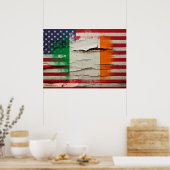 Crackle Paint | Irish American Flag Poster (Küche)