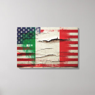 Crackle Paint Italienische Flagge Leinwanddruck