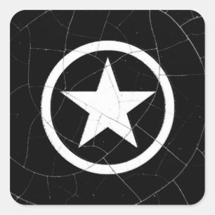 Crackled Black and White Army Star Quadratischer Aufkleber