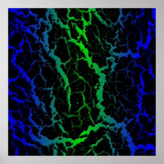 Cracks Space Lava - Blau/Grün Poster (Vorne)