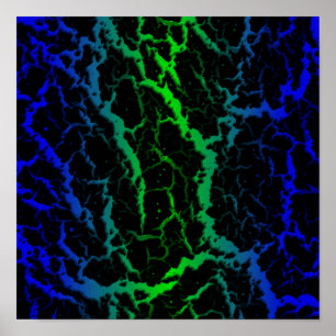 Cracks Space Lava - Blau/Grün Poster