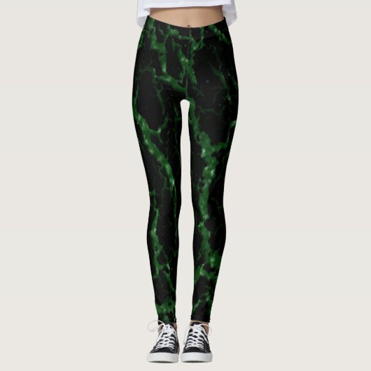 Cracks Space Lava - Glitzer Green Leggings (Vorderseite)