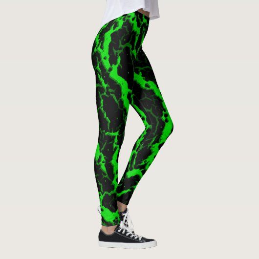 Cracks Space Lava - Green Leggings (Rechts)