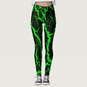 Cracks Space Lava - Green Leggings (Vorderseite)