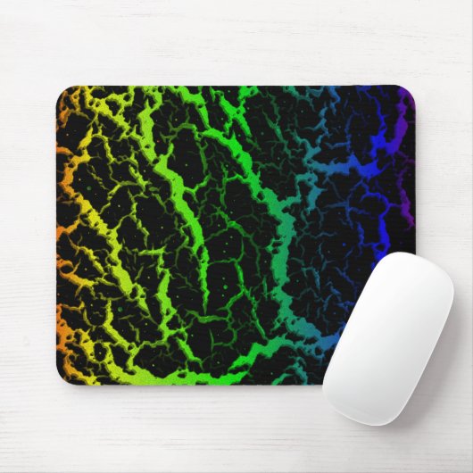 Cracks Space Lava - Rainbow OYGBP Mousepad (Mit Mouse)