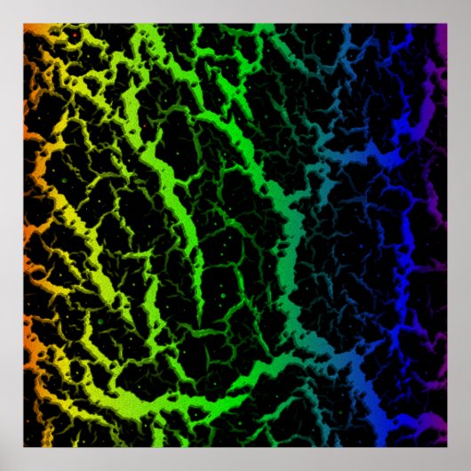 Cracks Space Lava - Rainbow OYGBP Poster (Vorne)