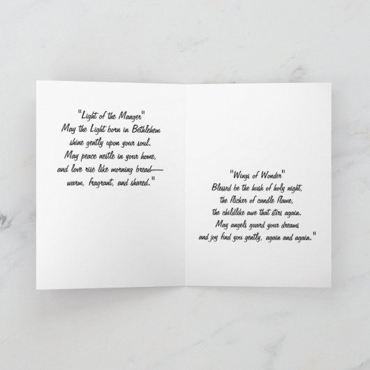 "Cradled in Candlelight: A Christmas Blessing" Karte (Innenseite)