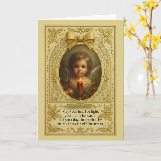 "Cradled in Candlelight: A Christmas Blessing" Karte (Gelbe Blume)
