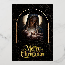 “Cradled in Divine Light” Foil Holiday Card Folien Feiertagskarte