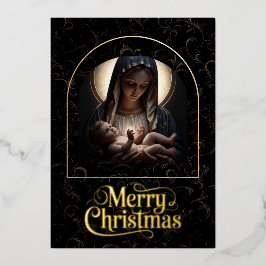„Cradled in Divine Light“ Folien-Weihnachtskarte Folien Feiertagskarte