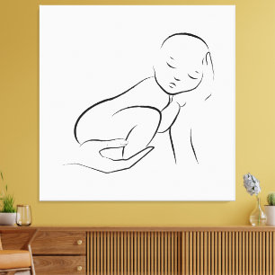 Cradled Innocence - Minimalistische Art der Babyli Leinwanddruck