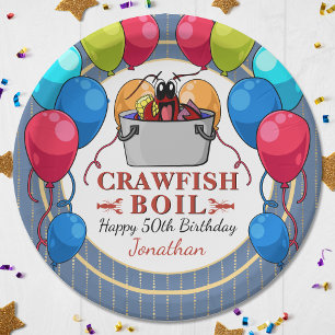 Crafish Boote Seafood Blue Gold Geburtstagsparty Pappteller