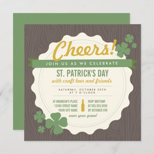 Craft Beer St. Patrick's Day Einladung (Vorne/Hinten)