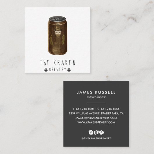 Craft Bier Civico Skull Sketch Quadratische Visitenkarte (Vorne/Hinten)