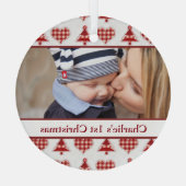 Craft Christmas Trees and Hearts Custom Photo Ornament Aus Glas (Rückseite)