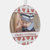 Craft Christmas Trees and Hearts Custom Photo Ornament Aus Glas (Vorderseite Rechts)