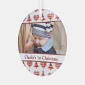 Craft Christmas Trees and Hearts Custom Photo Ornament Aus Glas (Vorderseite links)