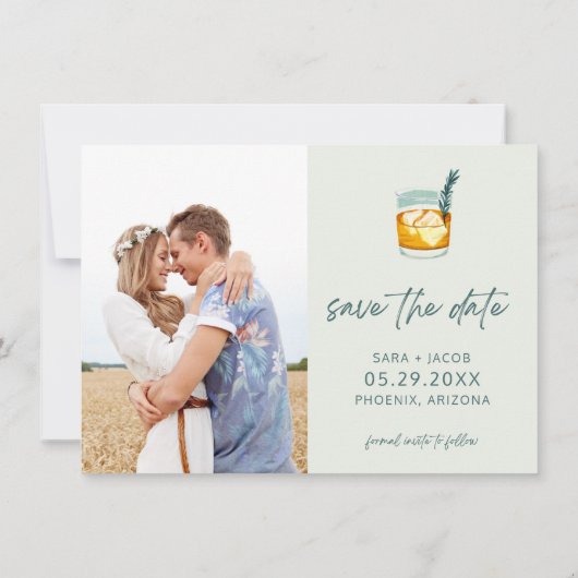 Craft Cocktail Funny Free Drinks Foto Hochzeit Save The Date (Rückseite)