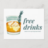 Craft Cocktail Funny Free Drinks Save the Date Ankündigungspostkarte (Vorderseite)