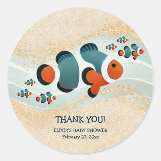 Craft Glitzer Clown Fisch Nemo Kinderdusche Runder Aufkleber (Vorderseite)