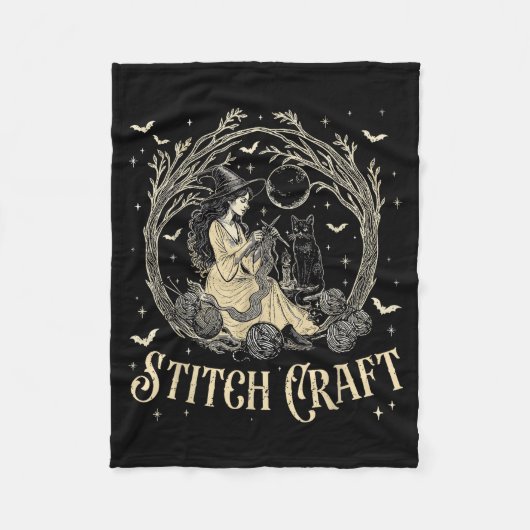 Craft M Witch Halloween Cat Witch Girls Trip Fleecedecke (Vorderseite)