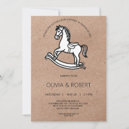 Craft Paper Rocking Horse Baby Shower Invitation Einladung