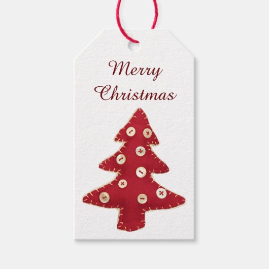 Craft Red Christmas Tree mit Button Baubles Geschenkanhänger (Vorderseite)