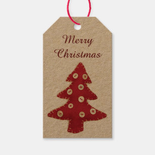 Craft Red Christmas Tree mit Button Baubles Geschenkanhänger